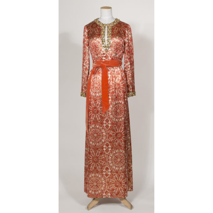 Christian Dior : robe rouge lamé or