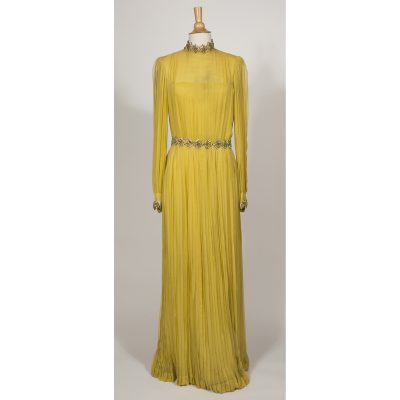 Jean Patou haute-couture : robe longue en mousseline de soie plissée