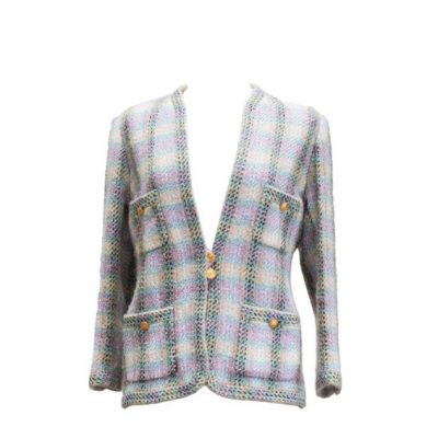 Chanel : Veste en tweed de laine pastel